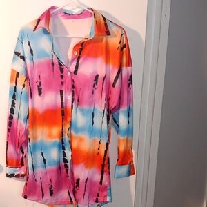 Vibrant Tie-Dye Button-Up Shirt